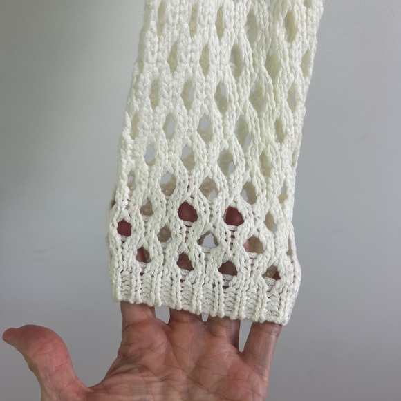 Debut Large Cream Crochet Knit Colorful Patchwork Open Sweater Bohemian Prairie - Picture 7 of 10